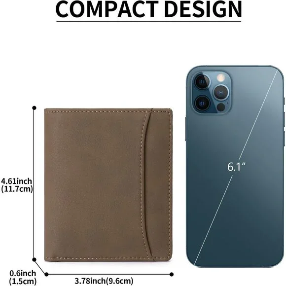 Men's 1 Type Coffee Genuine Leather Minimalist Wallets Card Zipper Coin Pocket